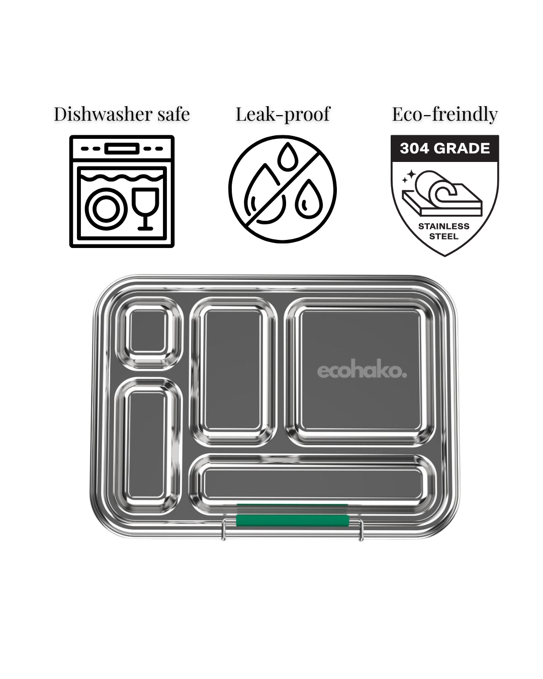 ECO-BENTO 5 COMPARTMENT SET - GREEN // 環境に優しいECOHAKO 5コンパートメント（仕切り）セット